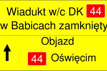 Oświęcim - utrudnienia w ruchu w związku z remontem wiaduktu nad torami kolejowymi w ciągu DK 44 w miejscowości Babice