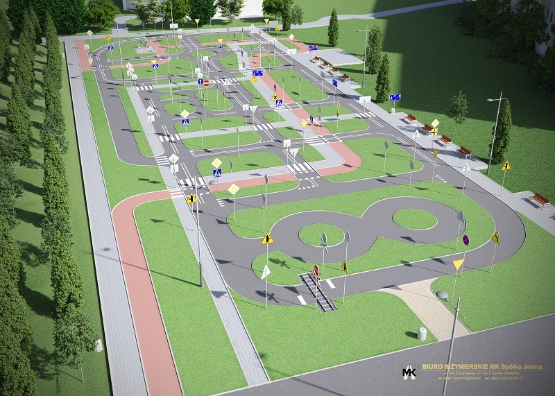 wizualizacja miasteczka ruchu drogowego